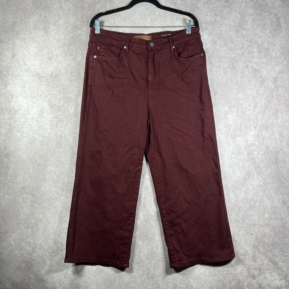 Judy Blue‎ Jeans Womens 15/32 Red Garment Dyed Denim Cropped Wide Leg Pockets